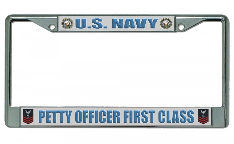 U.S. Navy Petty Officer First Class Chrome License Plate Frame