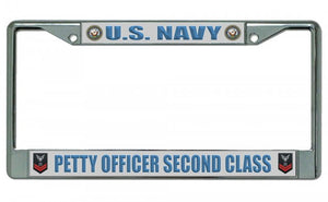 U.S. Navy Petty Officer Second Class Chrome License Plate Frame