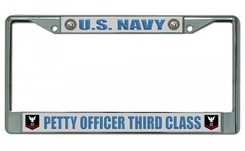 U.S. Navy Petty Officer Third Class Chrome License Plate Frame