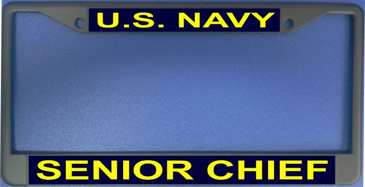 U.S. Navy Senior Chief Black License Plate Frame
