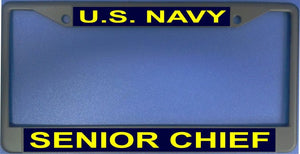 U.S. Navy Senior Chief Black License Plate Frame