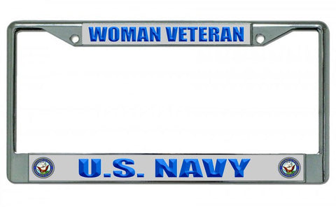 U.S. Navy Woman Veteran Chrome License Plate Frame