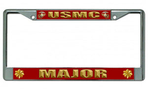 USMC Major Chrome License Plate Frame