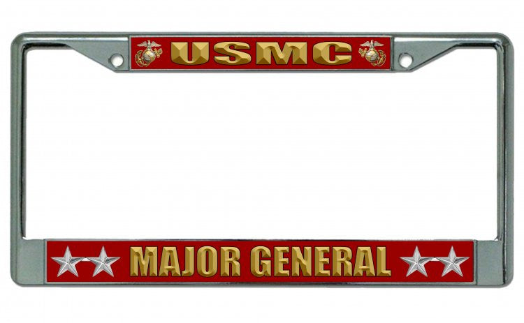 USMC Major General Chrome License Plate Frame