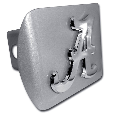 Alabama (“A”) ALL METAL Brushed Chrome Hitch Cover