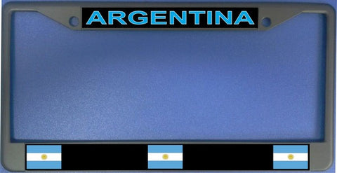 Argentina Flag Black Chrome License Plate Frame