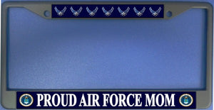 Proud Air Force Mom Black Chrome License Plate Frame