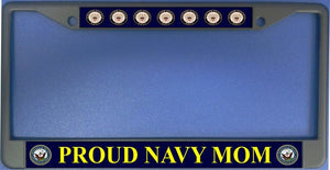Proud Navy Mom Black License Plate Frame