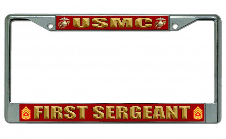 USMC First Sergeant Chrome License Plate Frame