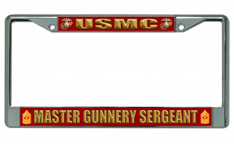 USMC Master Gunnery Sergeant Chrome License Plate Frame