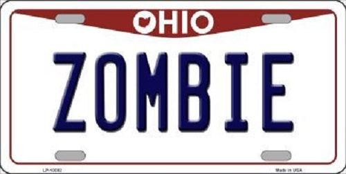 Zombie Ohio Background Novelty Metal License Plate