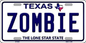 Zombie Texas Background Novelty Metal License Plate