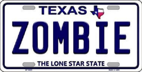 Zombie Texas Background Novelty Metal License Plate